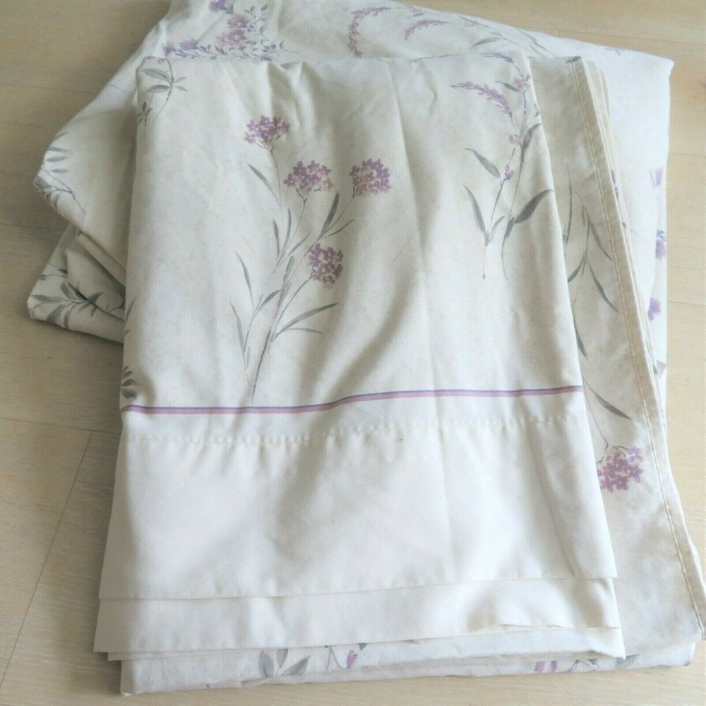 Vintage West Point Stevens King Sheet 1 Flat 1 Fitted Purple Floral Made in USA